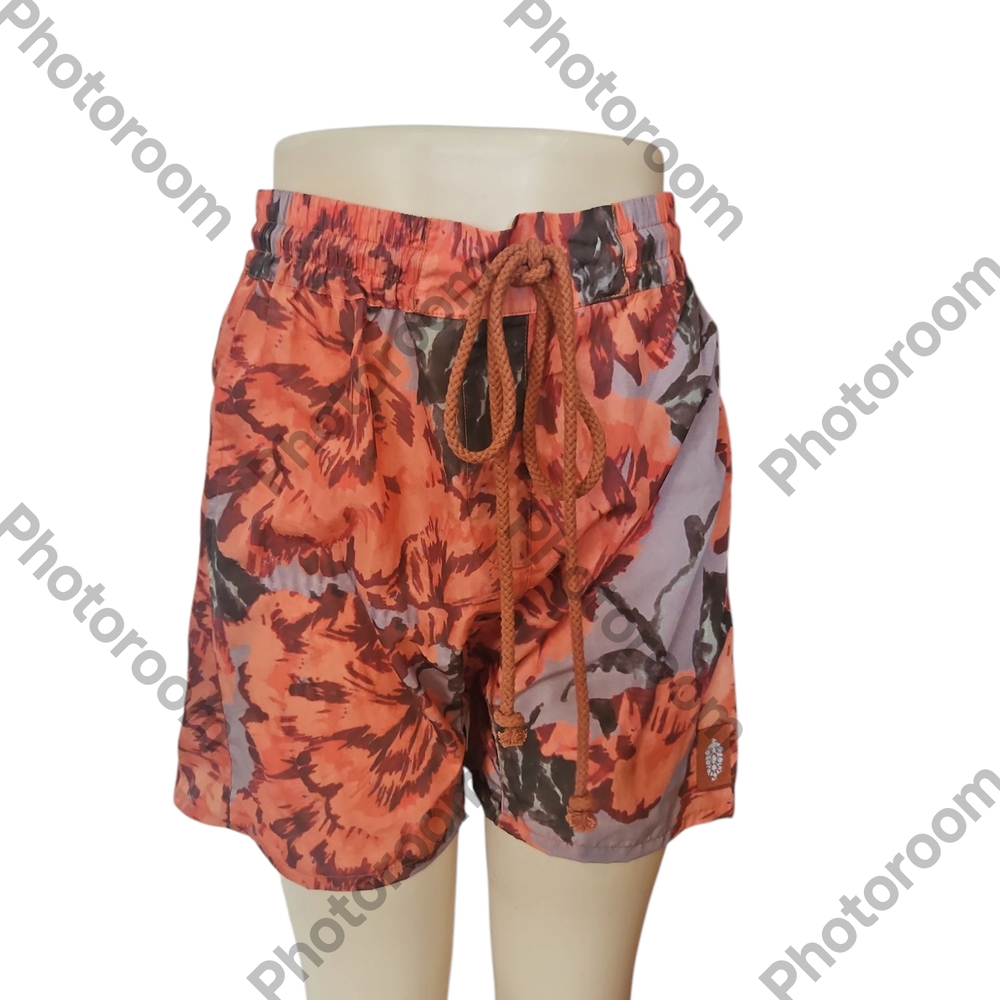 Free People Movement Woman Switchback Hibiscus Print Orange Women's Shorts SizeM